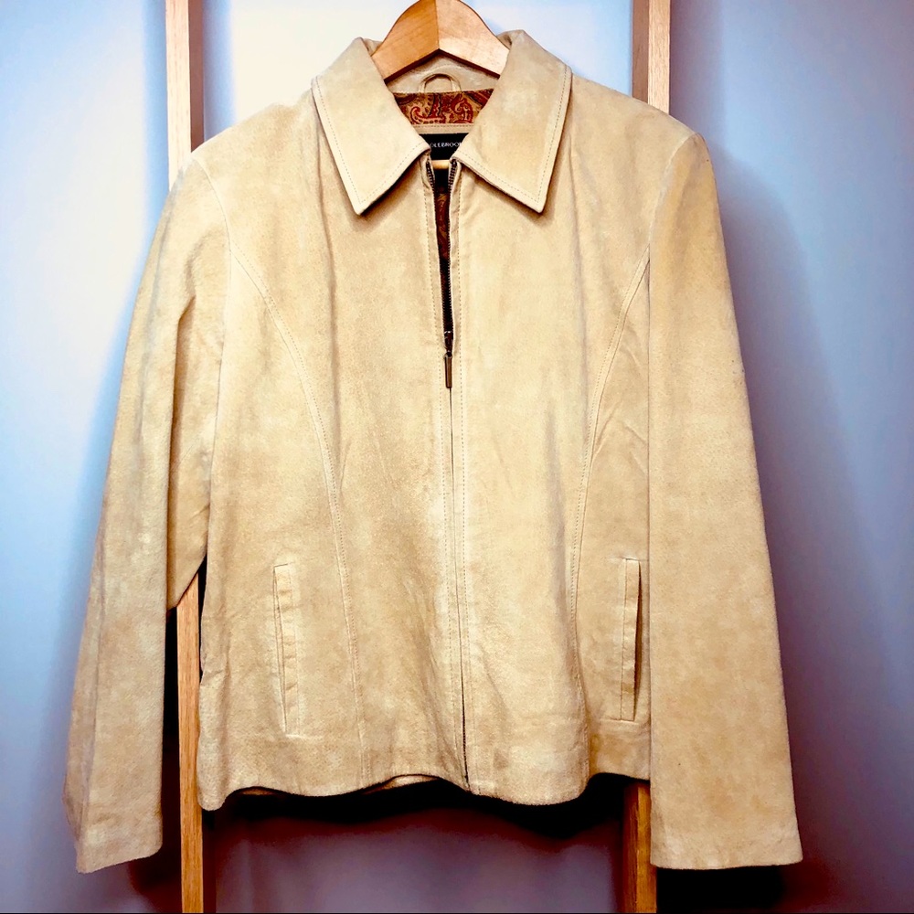 Colebrook XL Leather Jacket Tan Suede Zip Up